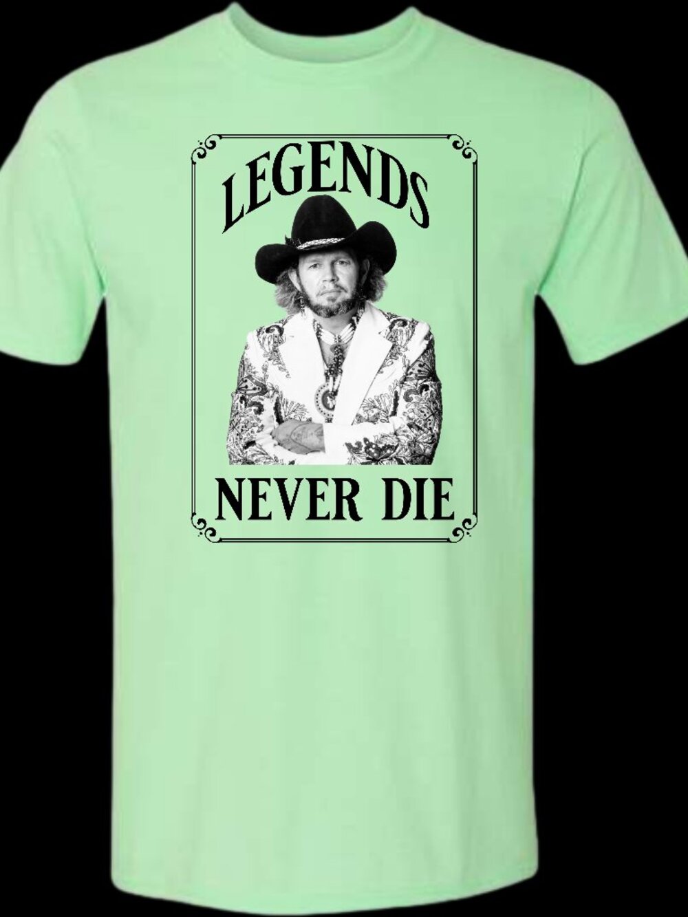 David Allan Coe Legends Never Die Crew Neck Short Sleeve T-Shirt